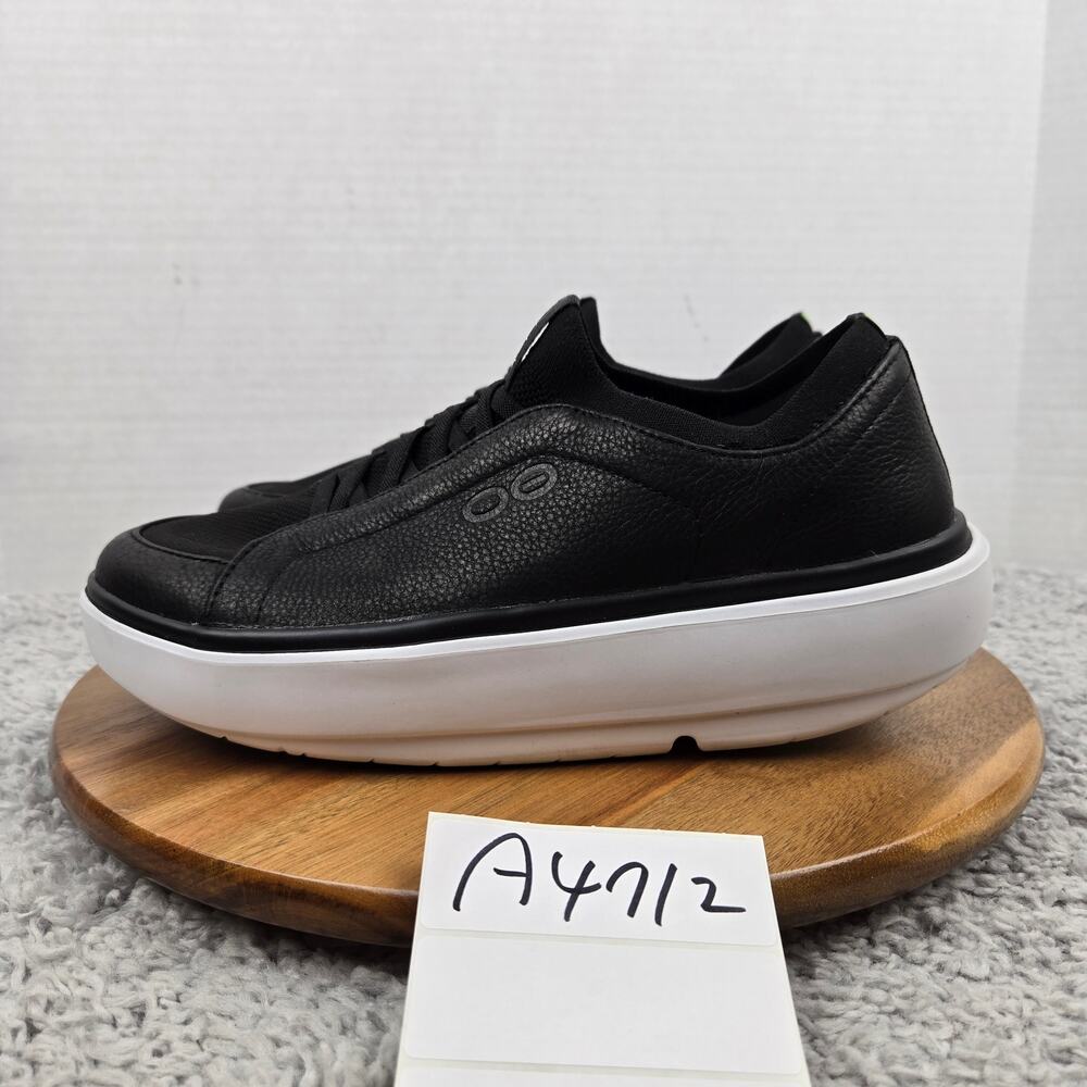 Oofos Womens 10 Club+ Black White Leather Slip On Comfort Recovery Comfort Shoe